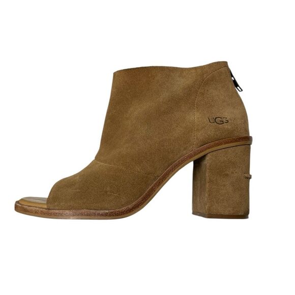 UGG Ginger Open Toe Boot Chestnut Suede Brown Size 8 - Picture 3 of 11
